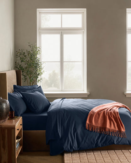 Organic Crisp Percale Duvet Cover Set - Twin / Espresso
