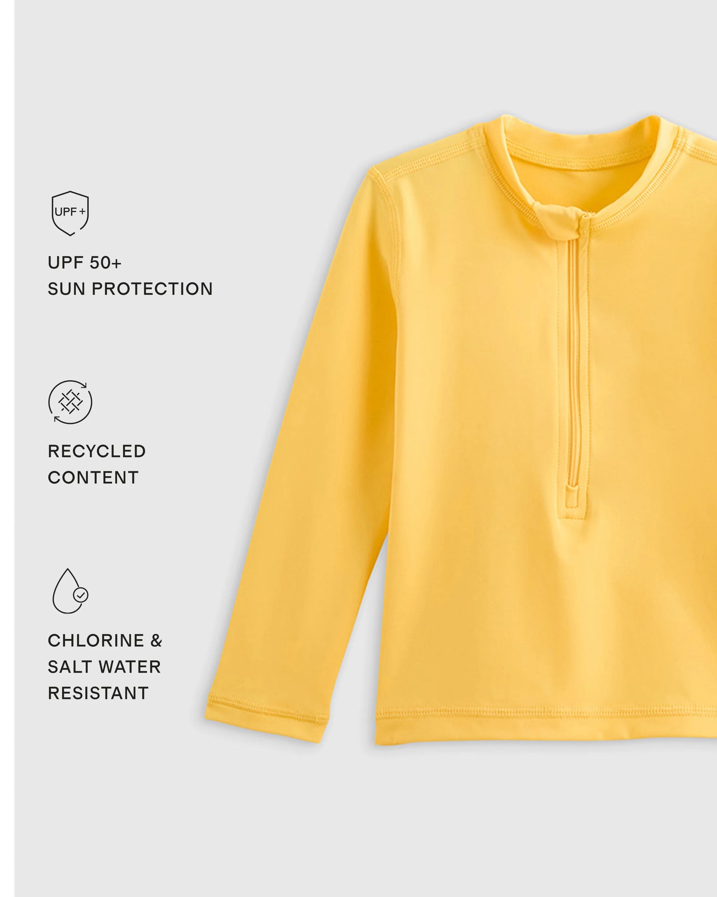 Long Sleeve Zip-Up Rash Guard - 2T / Yellow