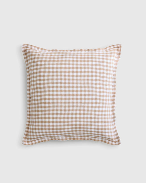 European Linen Gingham Euro Sham - Euro / Blue Fog