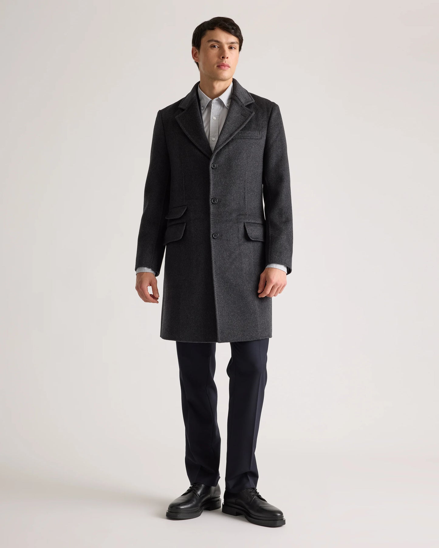 100% Mongolian Cashmere Double-Faced Overcoat - S / Heather Graphite