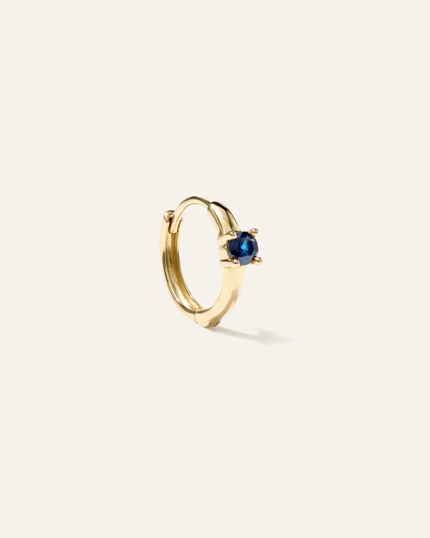 14K Gold Gemstone Tiny Huggie - Single - One Size / Emerald