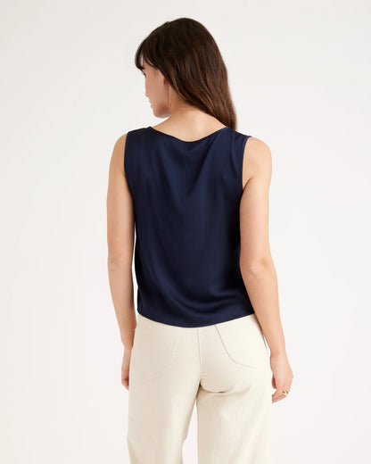 Washable Stretch Silk Tank - XS / Navy