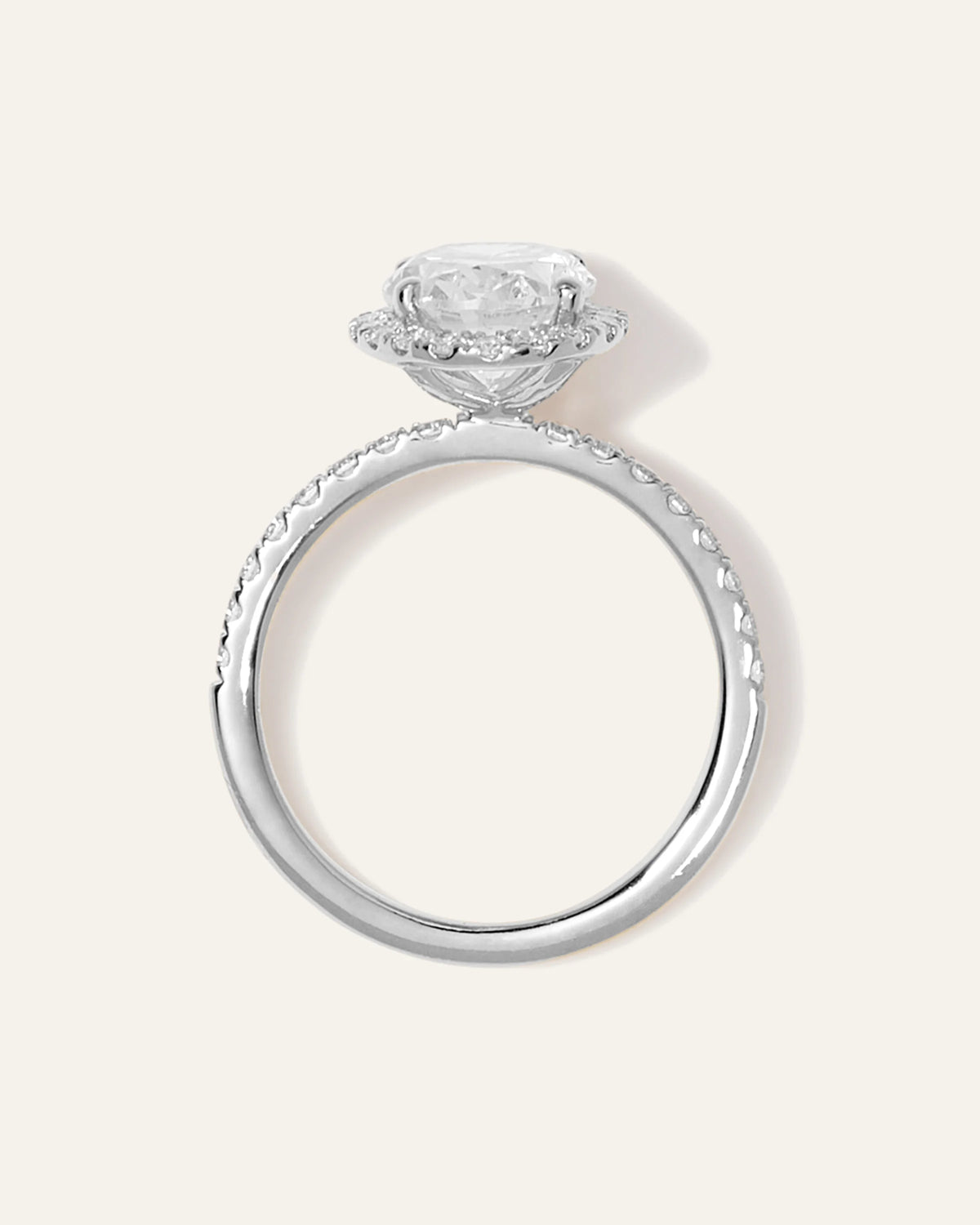 Lab Grown Diamond Oval Halo Pave Engagement Ring - 2ct - 4 / Yellow Gold