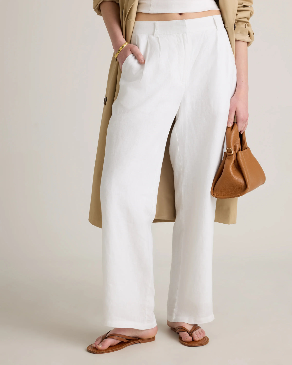 100% European Linen Pleated Trouser - 6 / Deep Navy