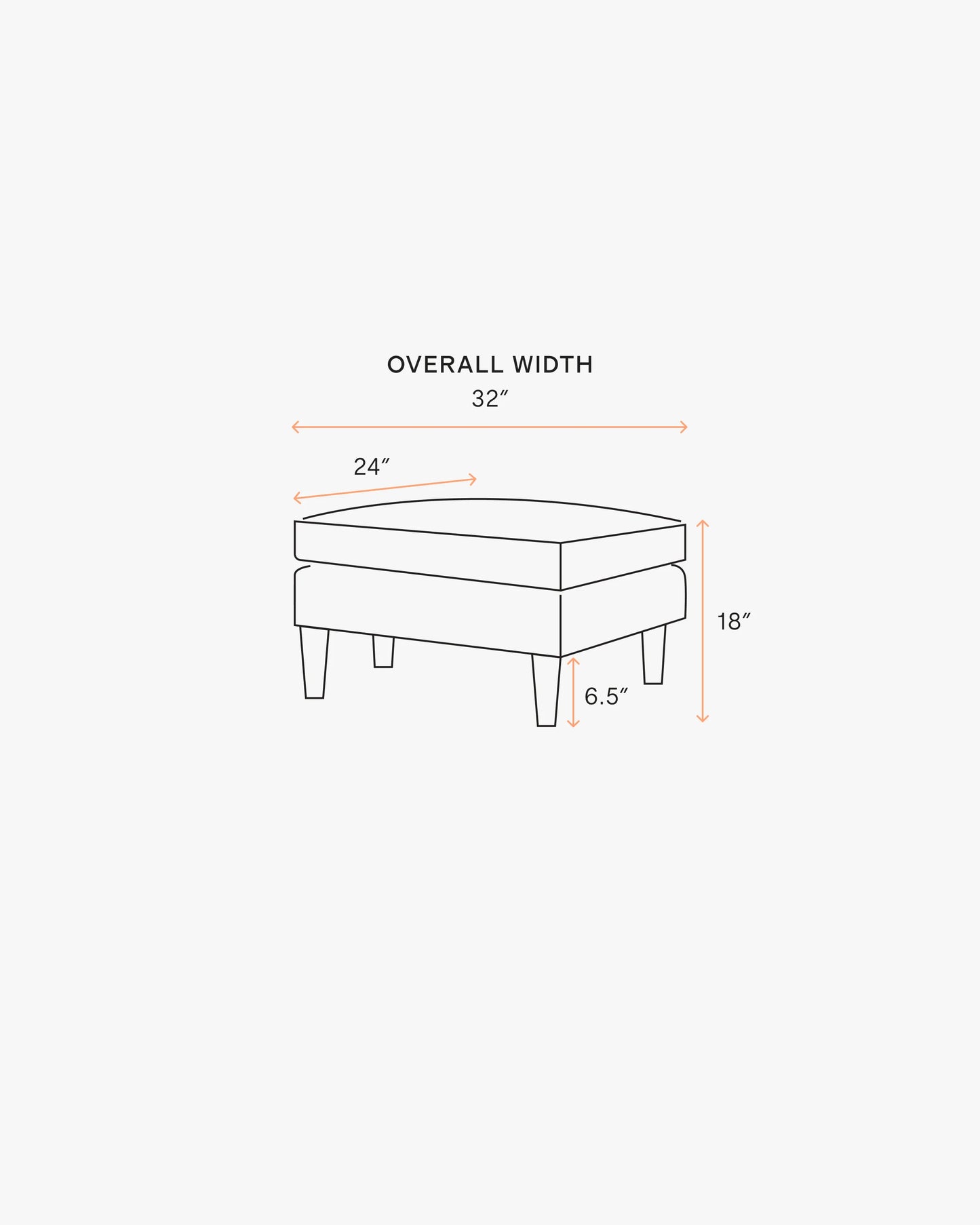 Atlas Midcentury Ottoman in Performance Chenille Linen Blend - 31.5" / Snow