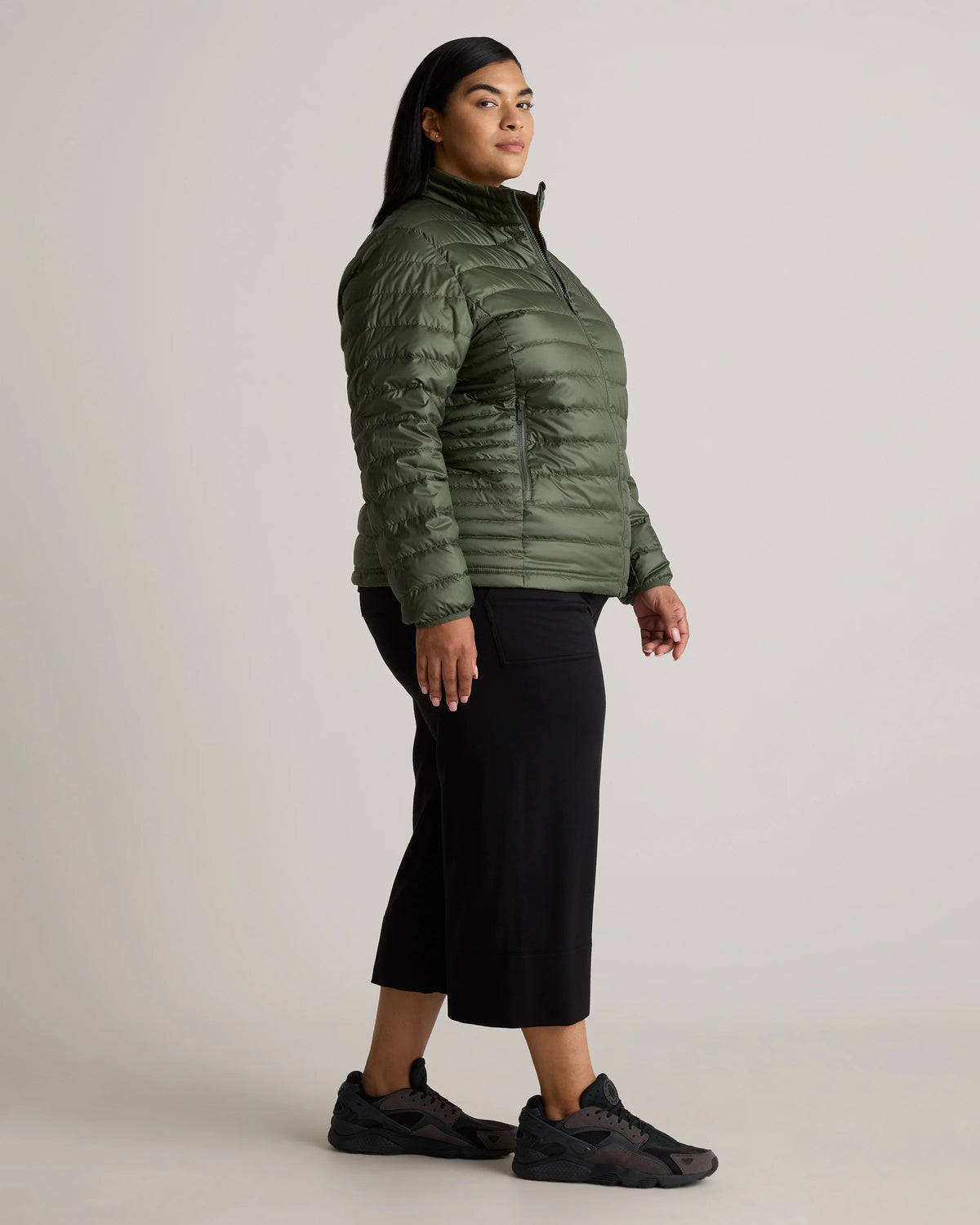 Lightweight Down Packable Puffer Jacket - 1X / Black