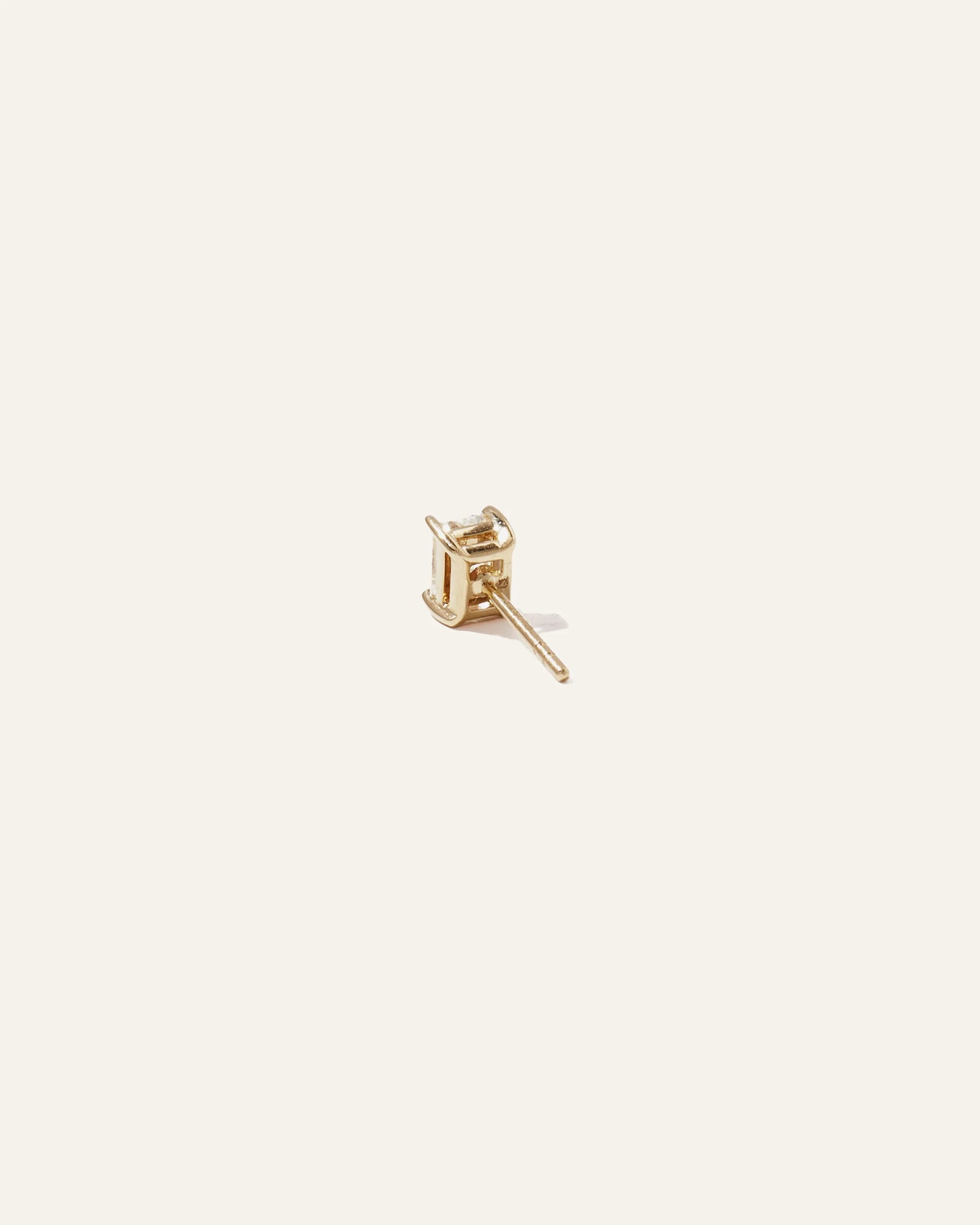 14k Gold Lab Grown Diamond Emerald Solitaire Studs - 2ctw - One Size / Yellow Gold