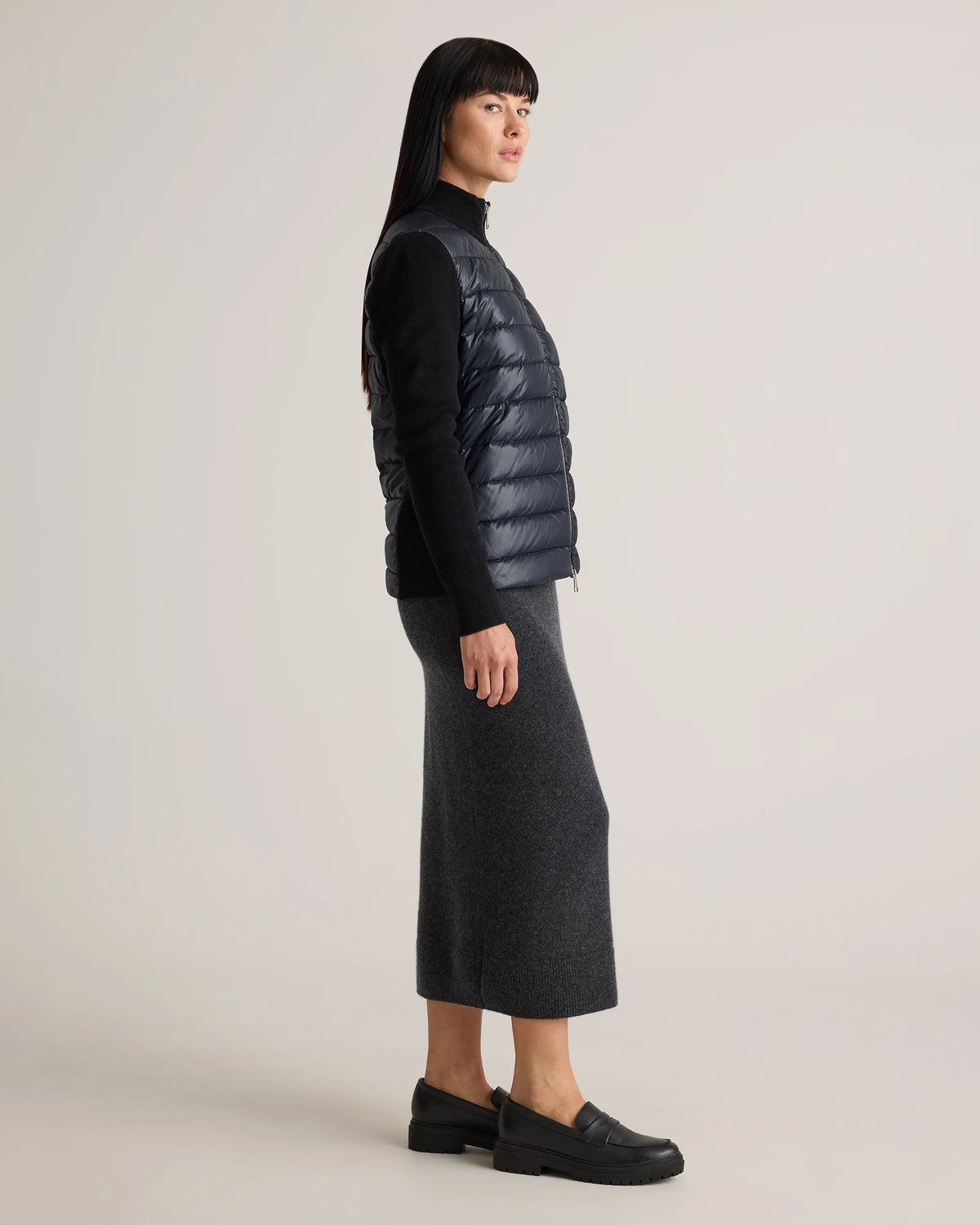 Mixed Media Down and Cashmere Jacket - XS / Oatmilk