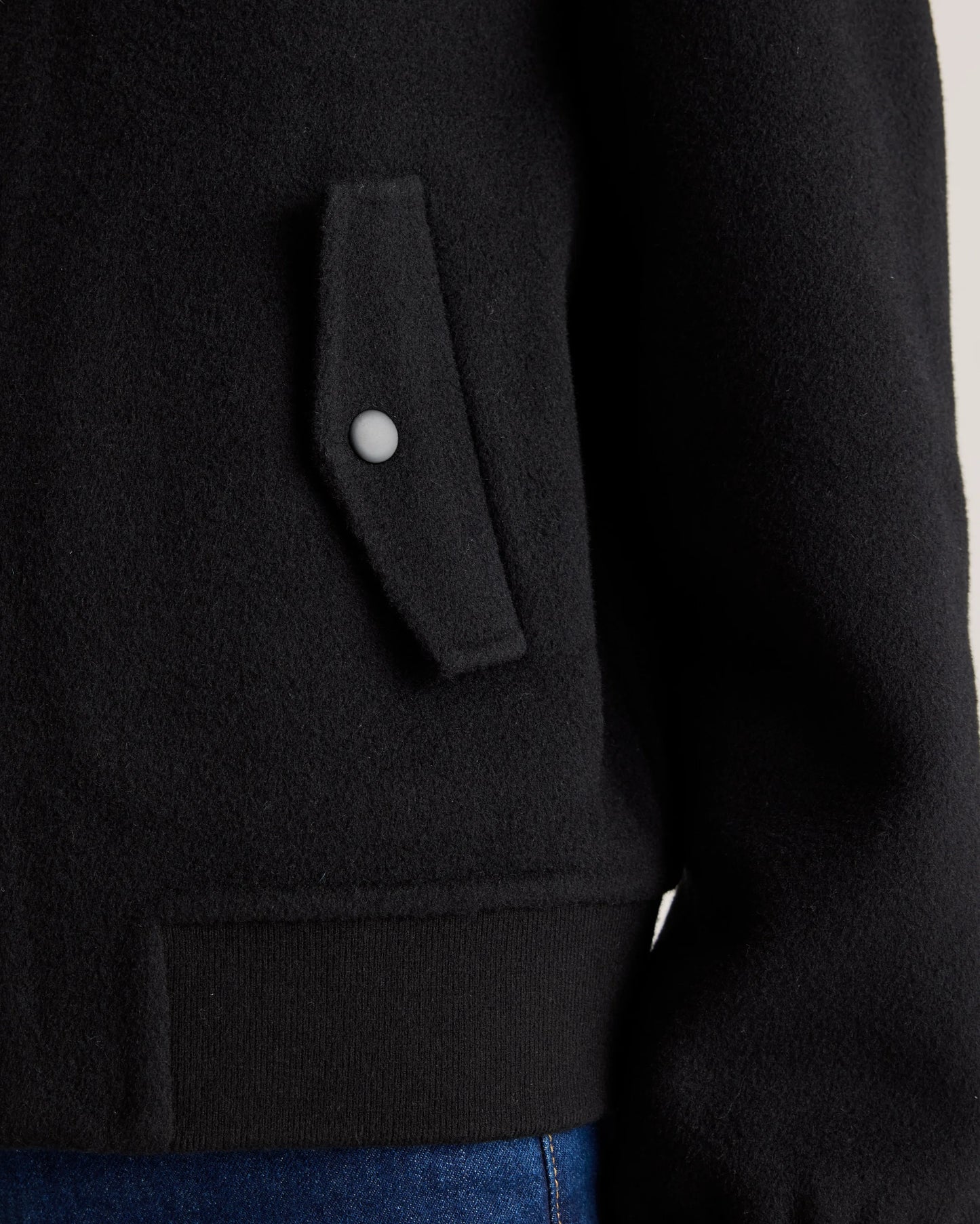 Double-Faced Merino Wool Bomber Jacket - XS / Black