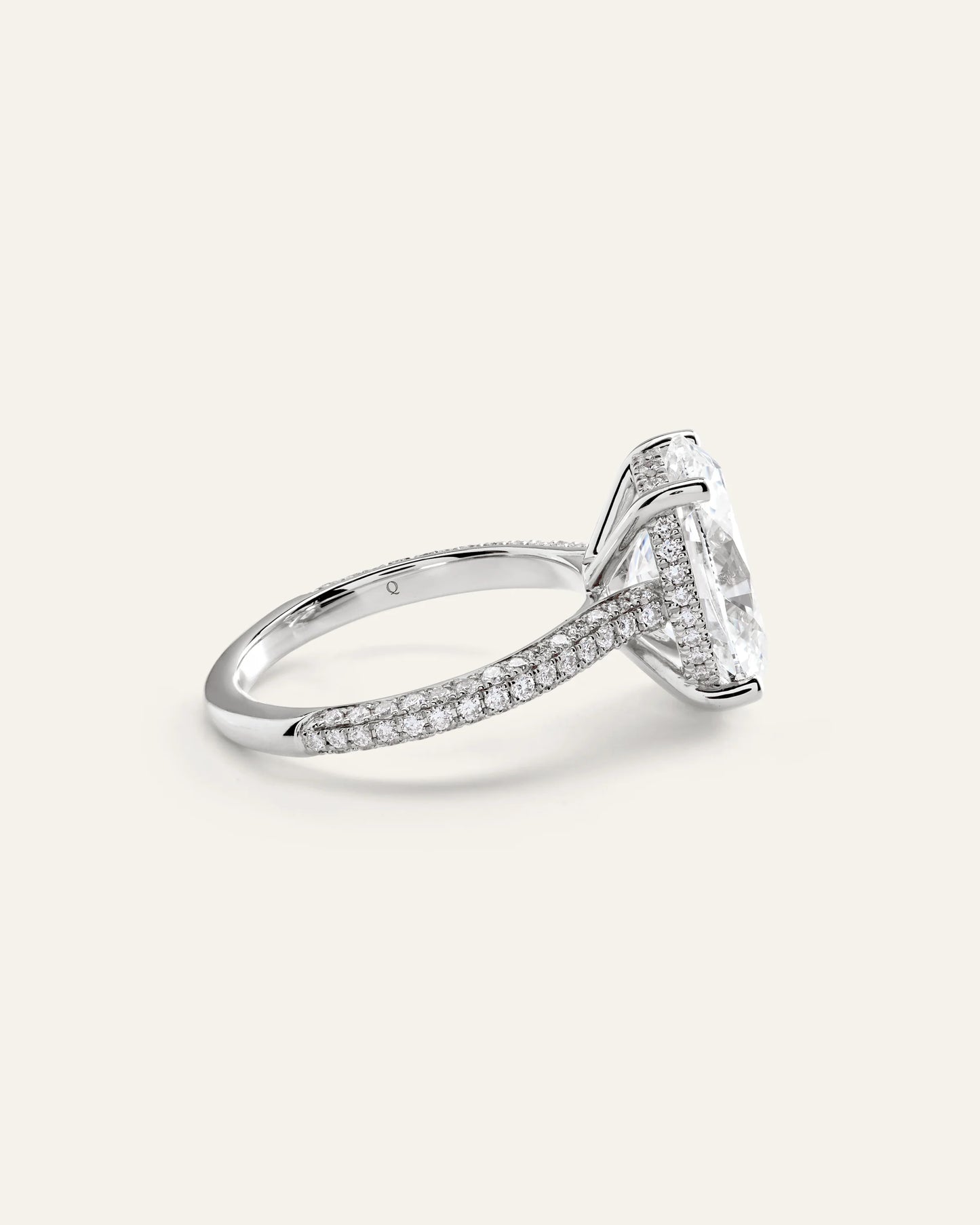 Lab Grown Diamond Oval Pave Cathedral Engagement Ring - 5ct - 4 / Yellow Gold