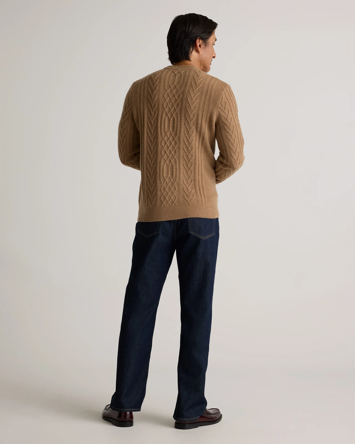 Mongolian Cashmere Cable Crewneck Sweater - S / True Navy