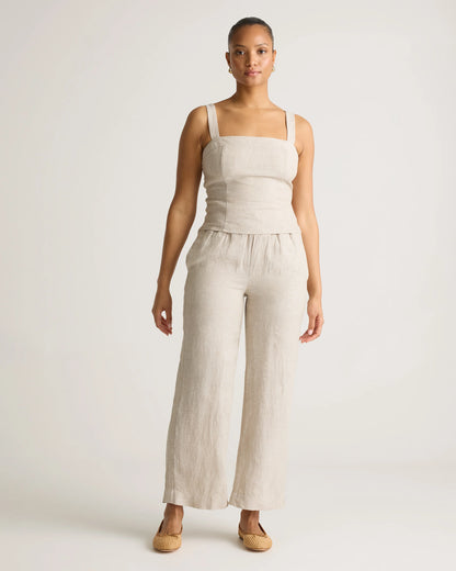 100% European Linen Fitted Tank - XS / Moonstone Blue