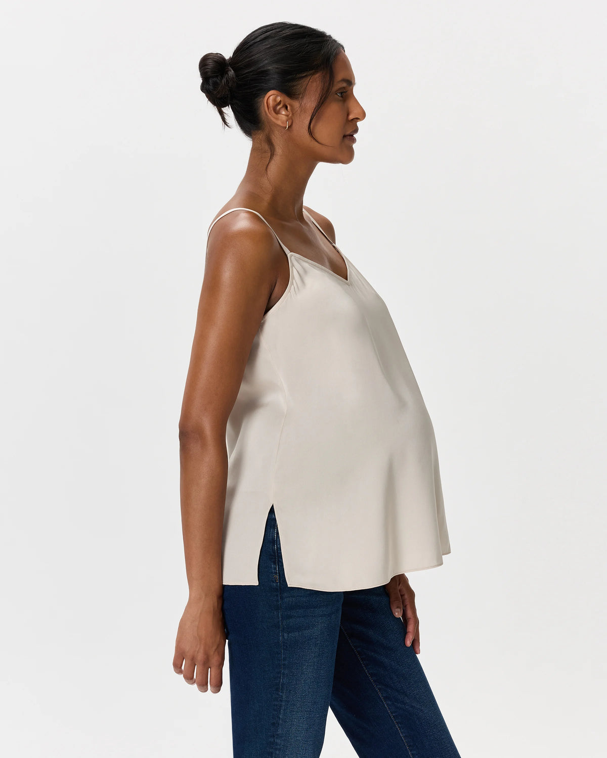 Washable Stretch Silk V-Neck Maternity Cami - XS / Moonstone Blue