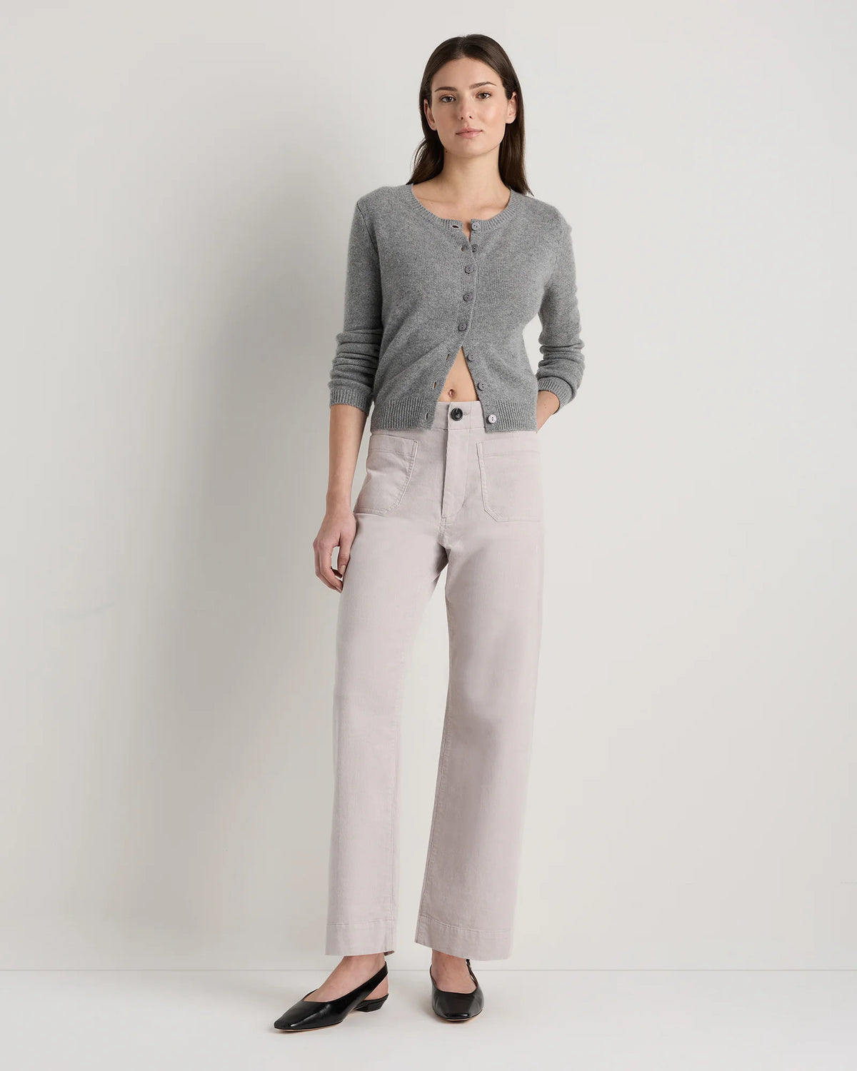 Organic Stretch Corduroy Cropped Wide Leg Pants - 0 / Black