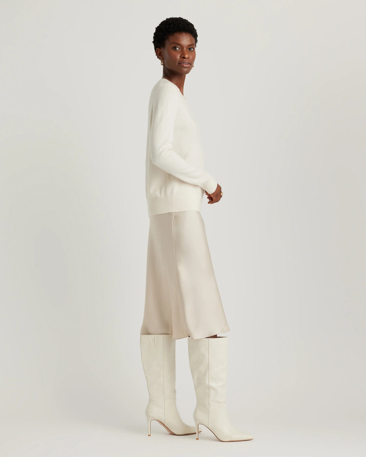 100% Washable Silk Skirt - XS / Champagne