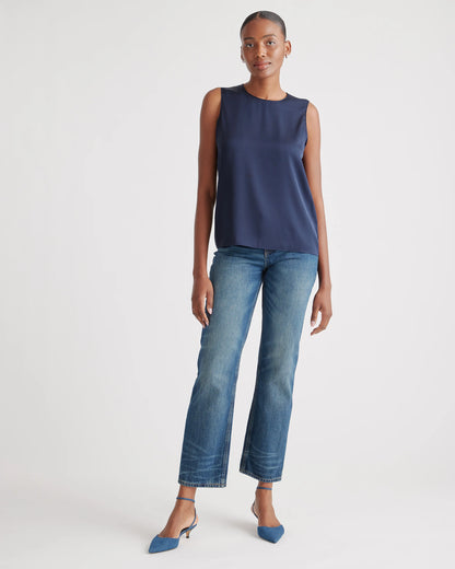 Washable Stretch Silk Shell Tank - XS / Forest Green