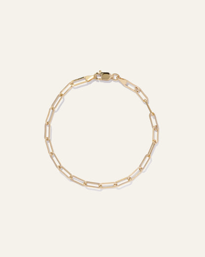 14K Gold Paperclip Chain Bracelet - 7" / Yellow Gold
