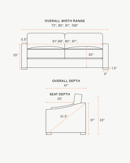Hollis Slope Arm Sofa in Performance Chenille Linen Blend - 72" / Snow