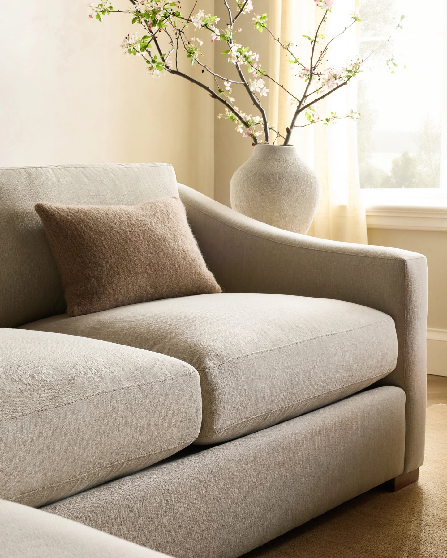 Hollis Slope Arm L Sectional in Performance Basketweave - 110x110 / Flax