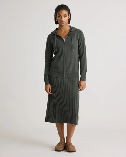 Mongolian Cashmere Full-Zip Hoodie - XS / Heather Grey