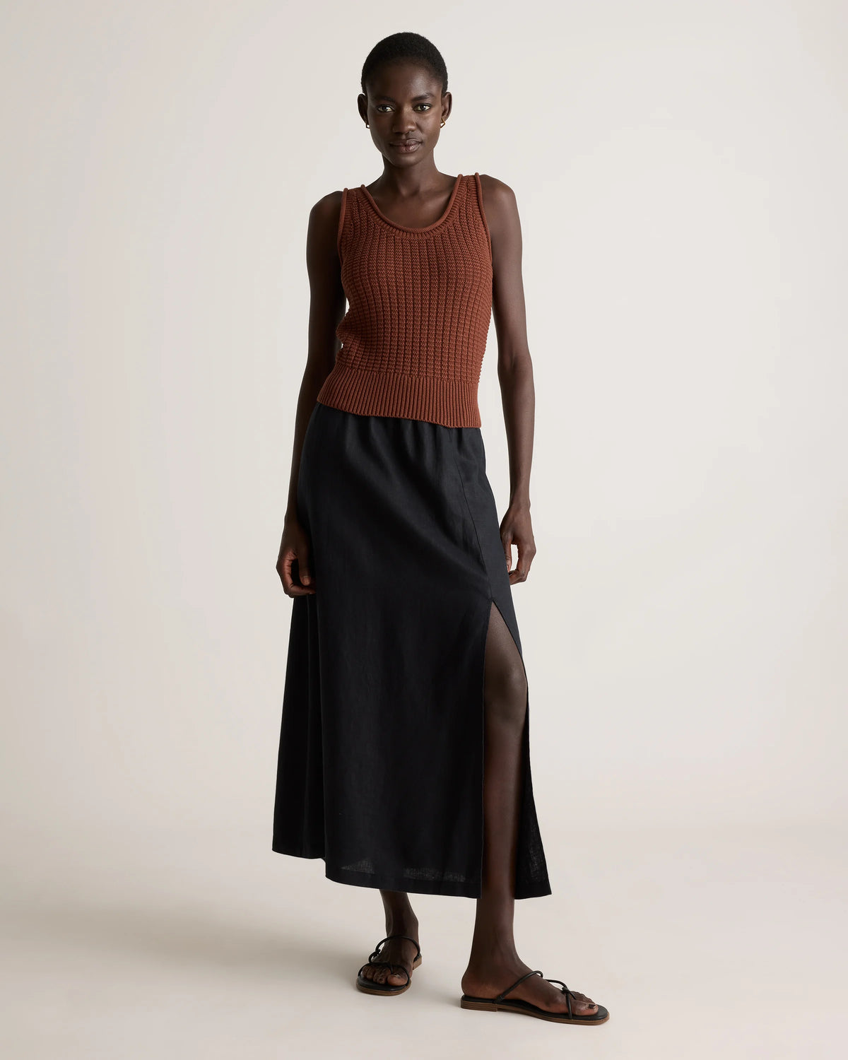 100% Organic Cotton Waffle Cropped Sweater Tank - XS / Heather Dove Grey