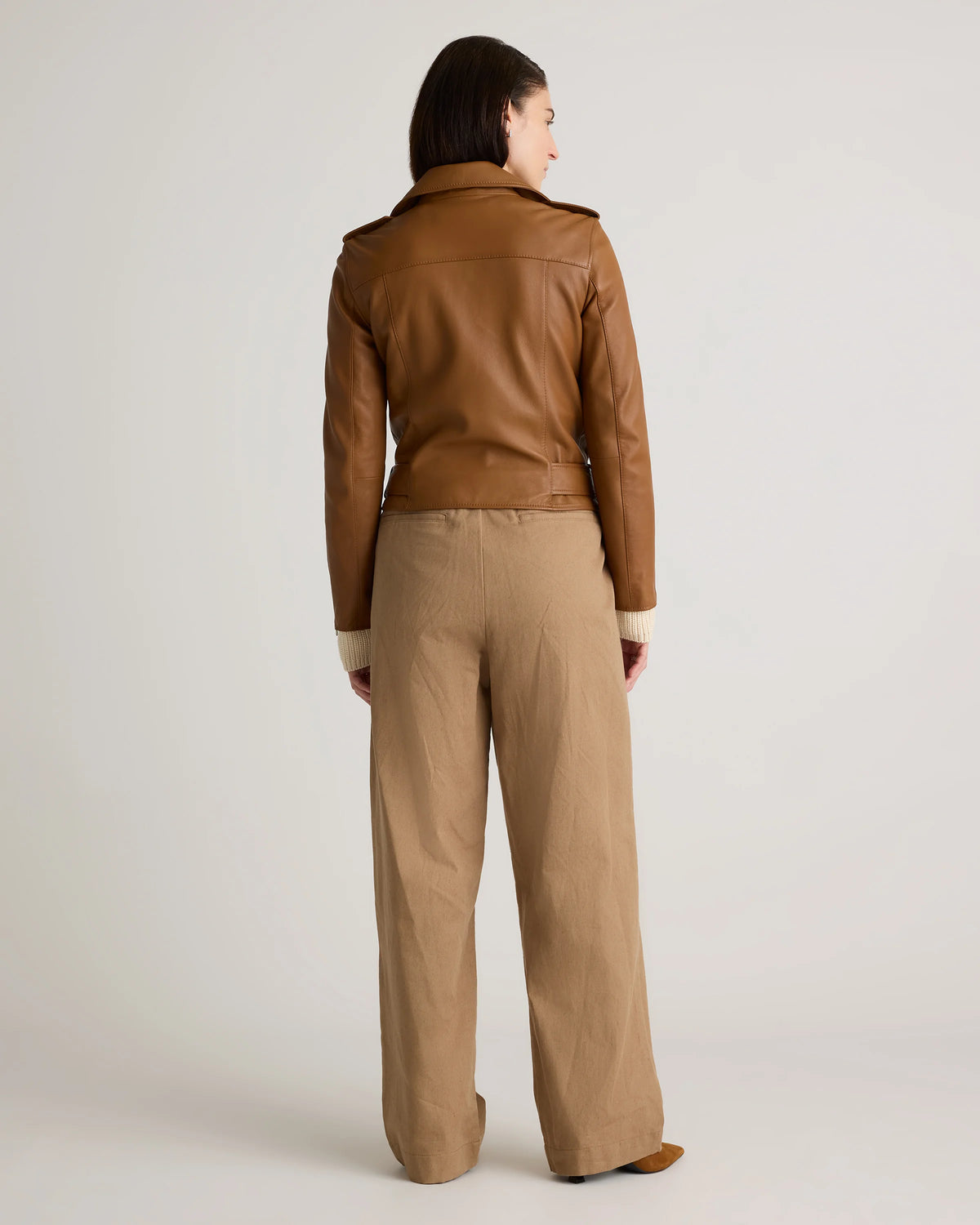 100% Leather Motorcycle Jacket - XS / Cognac