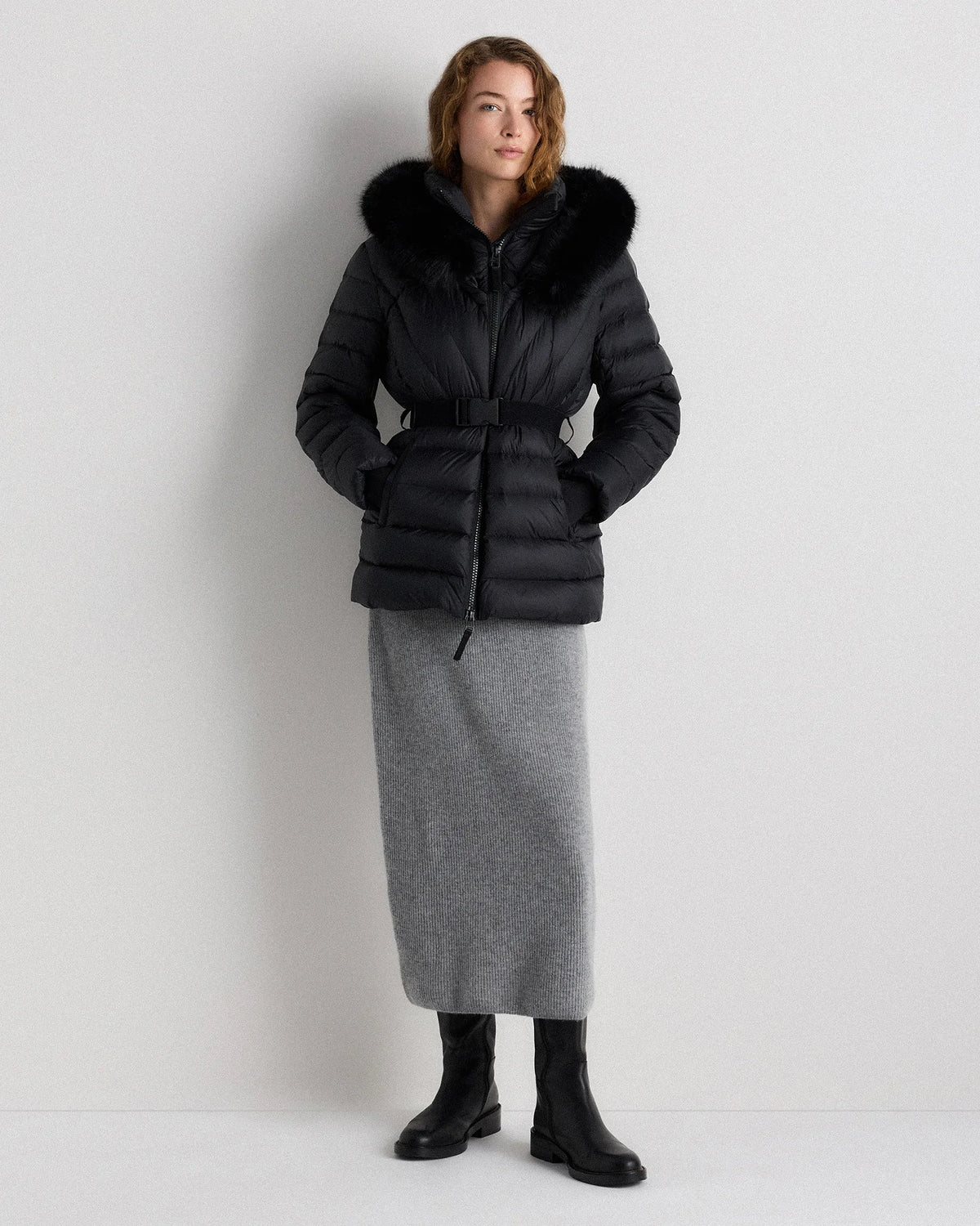 Responsible Down Belted Puffer Coat - XS / Hot Fudge