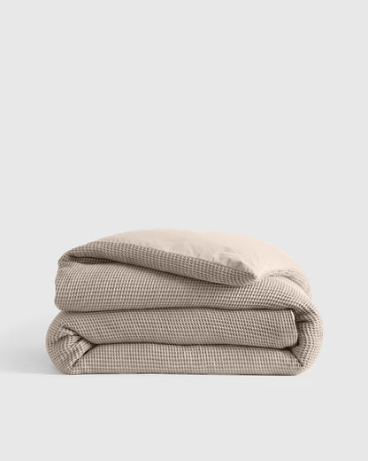 Organic Waffle Duvet Cover - Twin / White