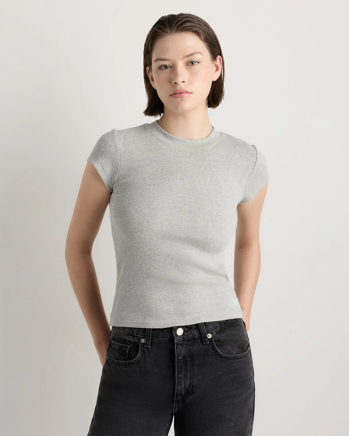 Organic Cotton Micro-Rib Crewneck Tee (3-Pack) - XS / Black