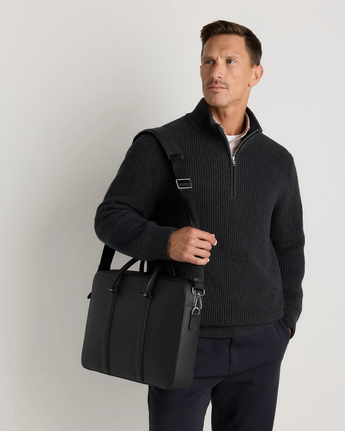 Italian Saffiano Briefcase - One Size / Hickory