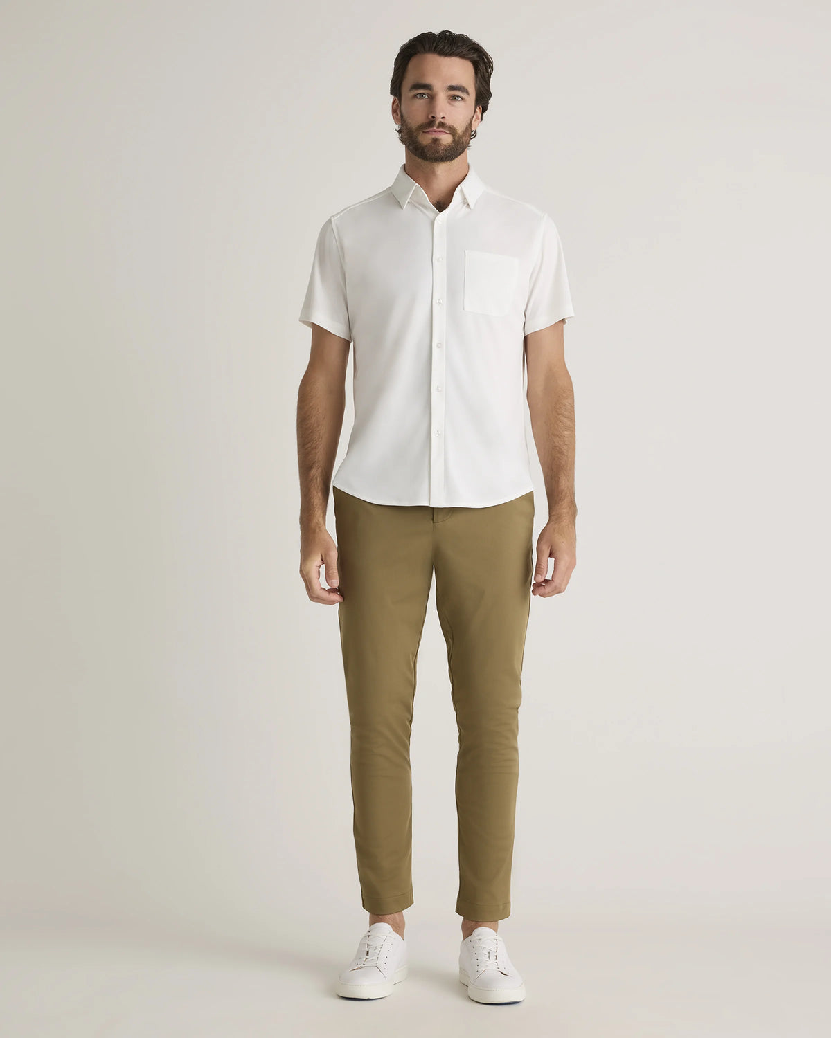 Commuter Stretch Pique Short Sleeve Button Down - S / Black