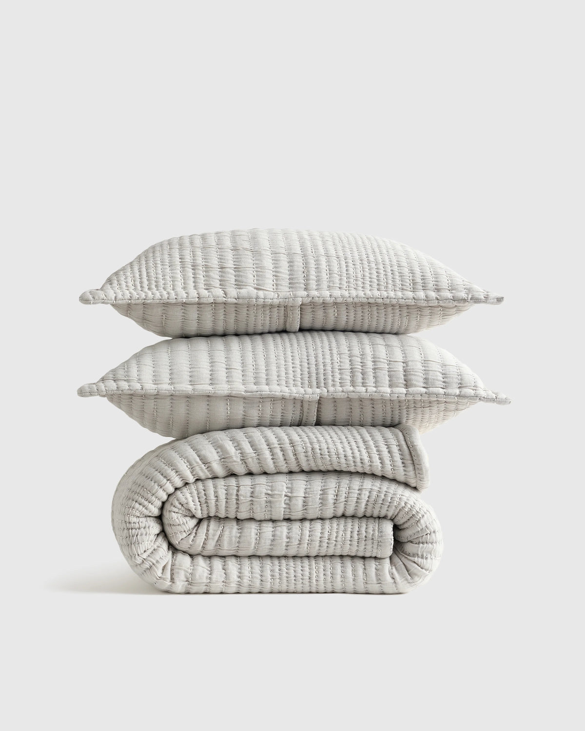 Organic Cotton Channel Stitch Coverlet Set - Twin / Coral Pink