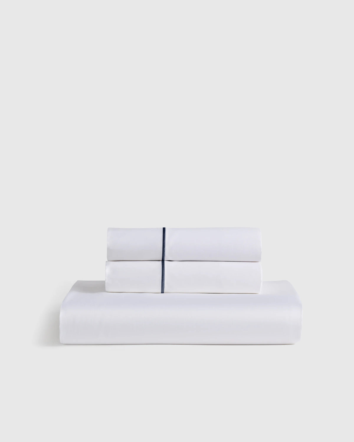 Signature Giza Cotton Sateen Embroidered Fitted Sheet Set - Twin / White/Dried Sage