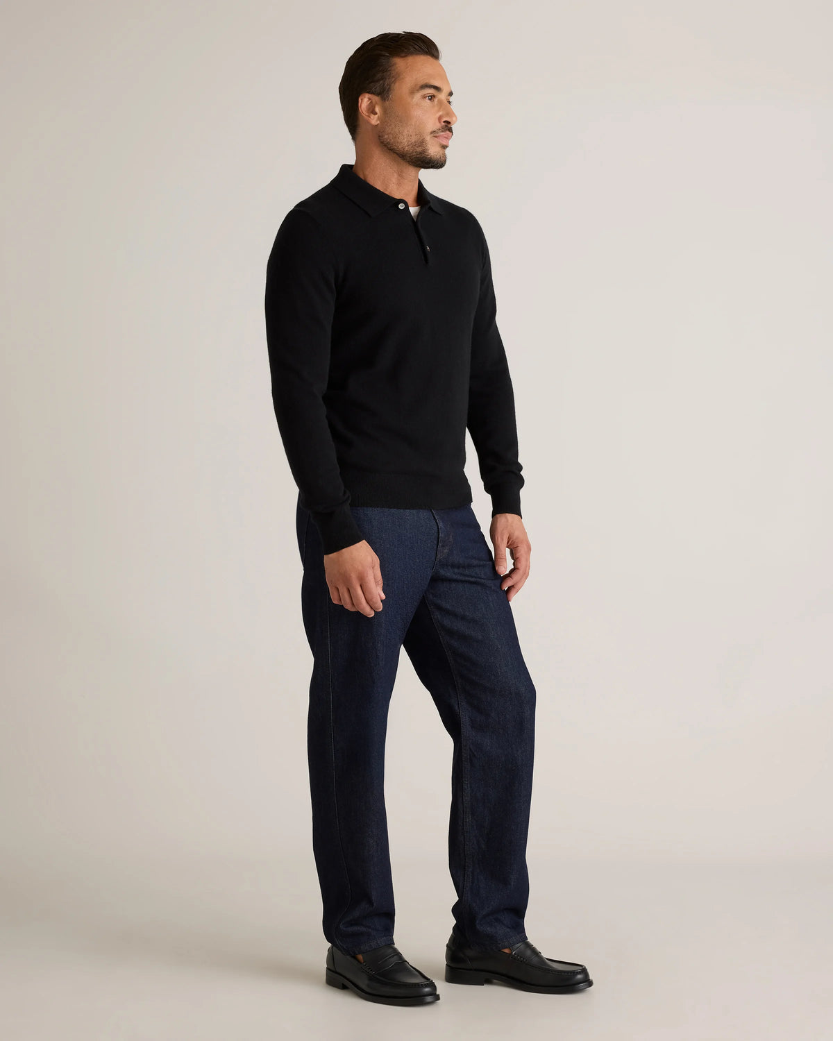 Mongolian Cashmere Polo Sweater - S / True Navy