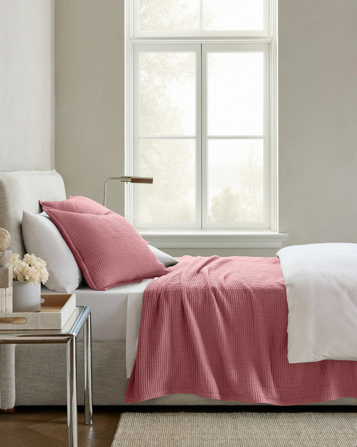 Organic Ribbed Cotton Coverlet Set - Twin / Toffee