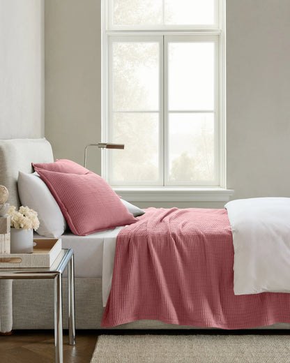 Organic Ribbed Cotton Coverlet Set - Twin / Toffee