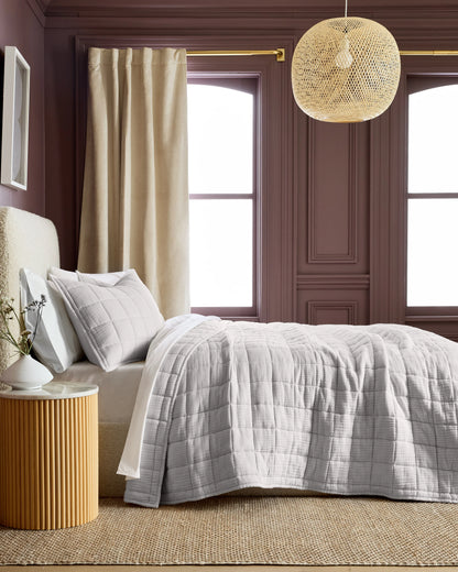 Organic Cotton Gauze Box Quilt Set - Twin / Mineral