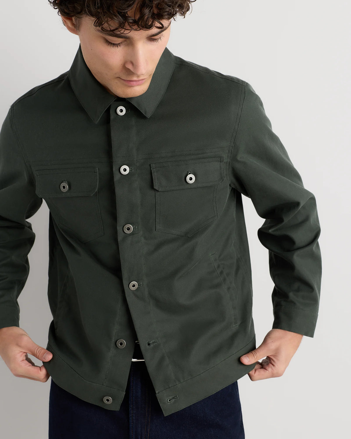 Organic Waxed Canvas Trucker Jacket - S / Black