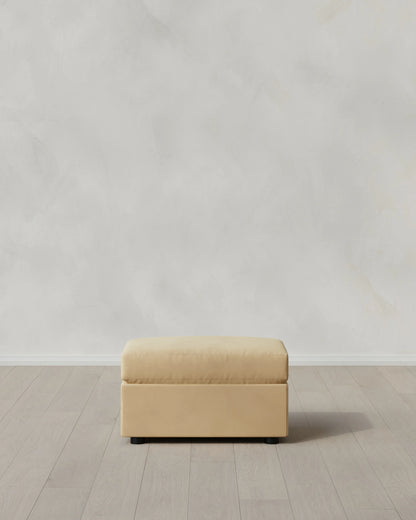 Brennan Ottoman in Performance Velvet - One Size / Taupe