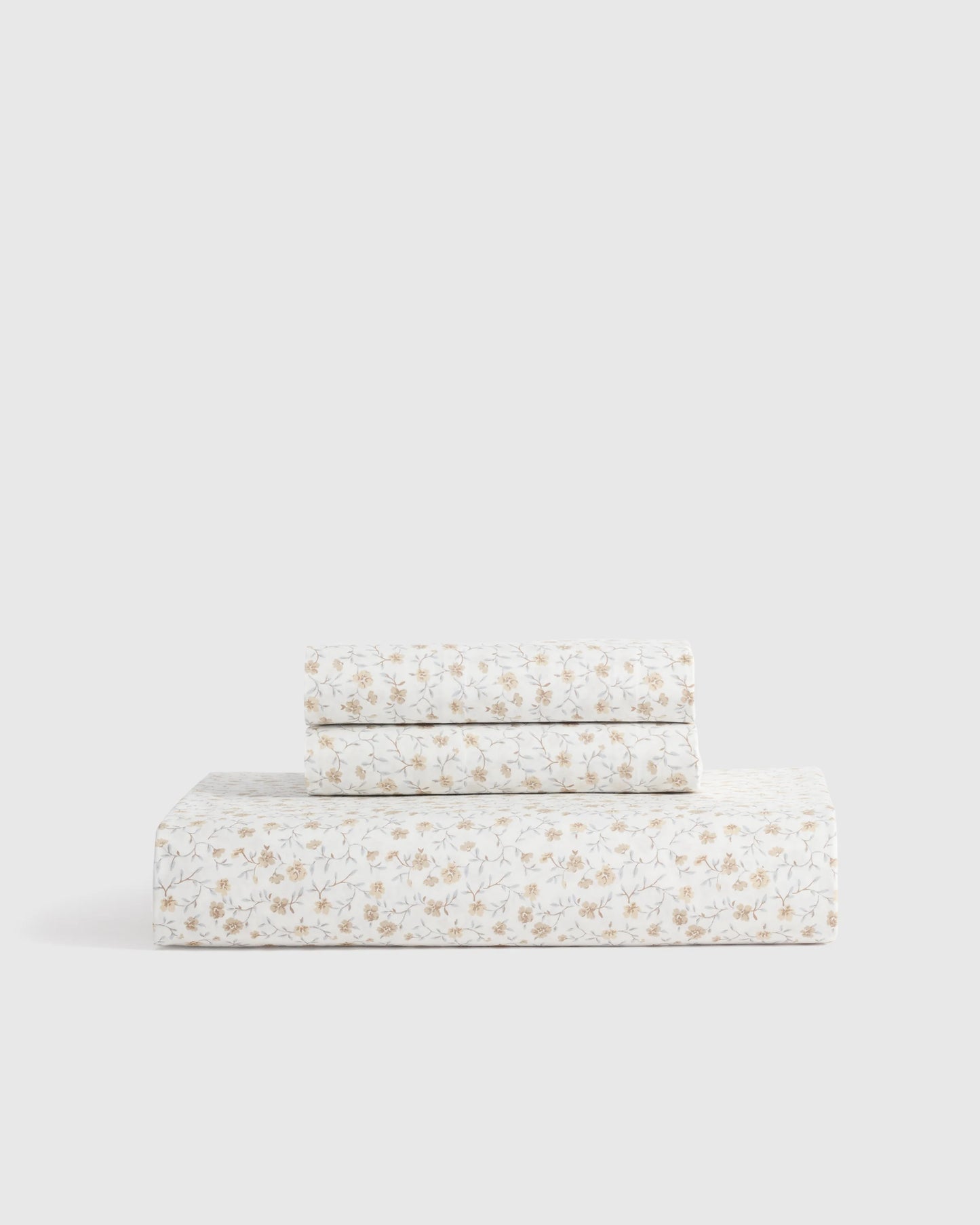 Organic Crisp Percale Floral Fitted Sheet Set - Twin / Toffee Florette