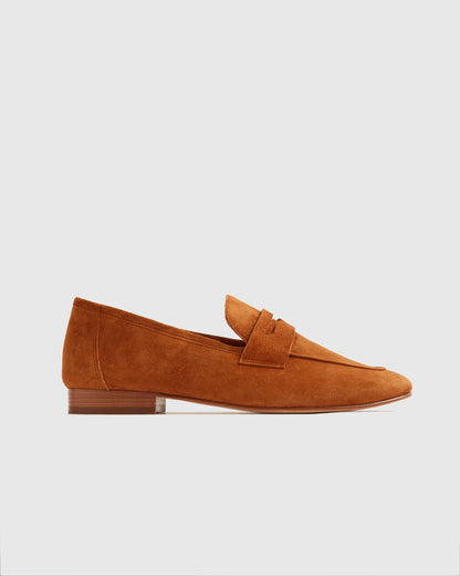 Italian Suede Penny Loafer - 5 / Almond