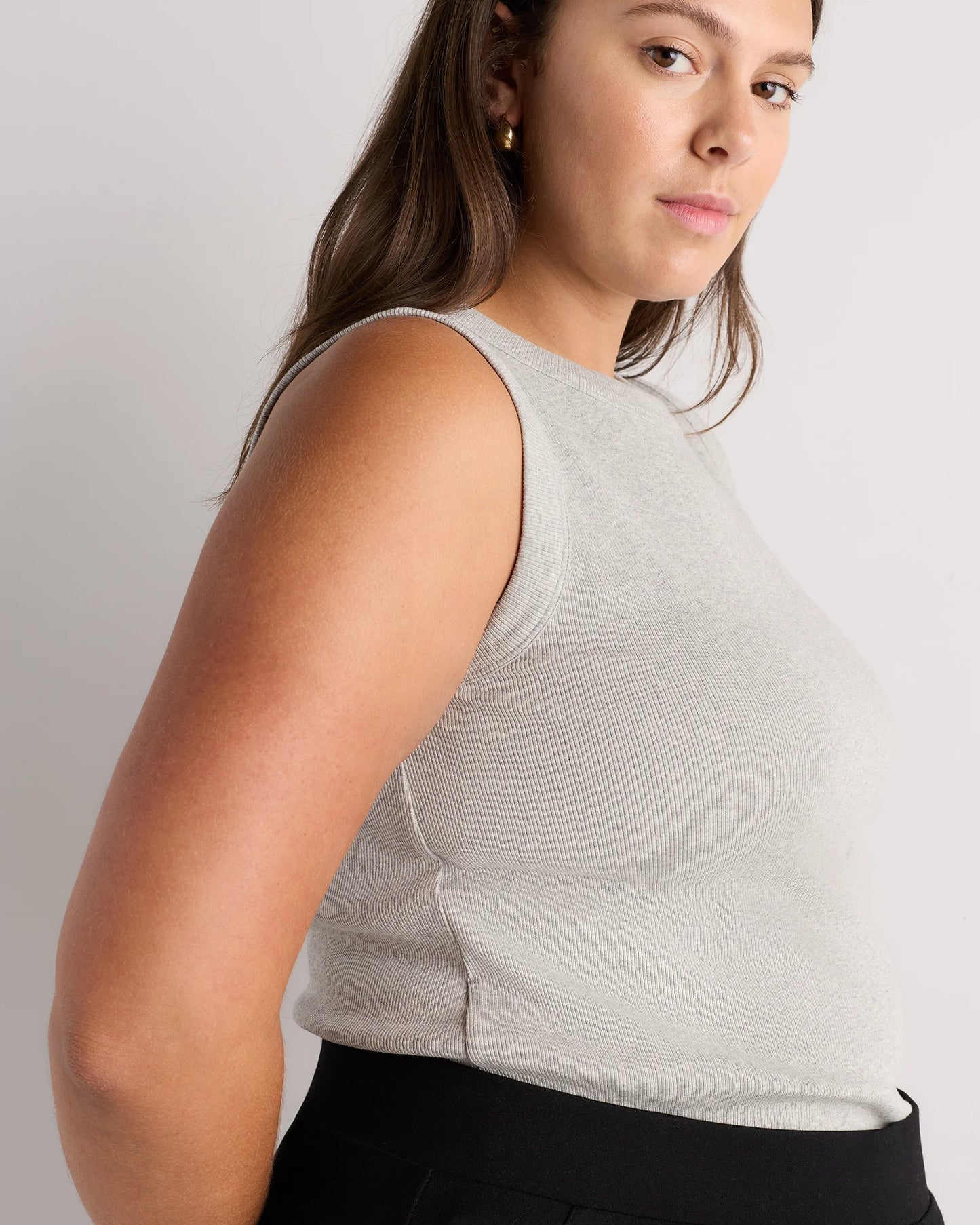 Organic Cotton Micro-Rib Cutaway Tank - 1X / Black