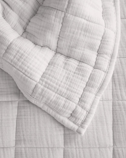 Organic Cotton Gauze Box Quilt - Twin / Mineral