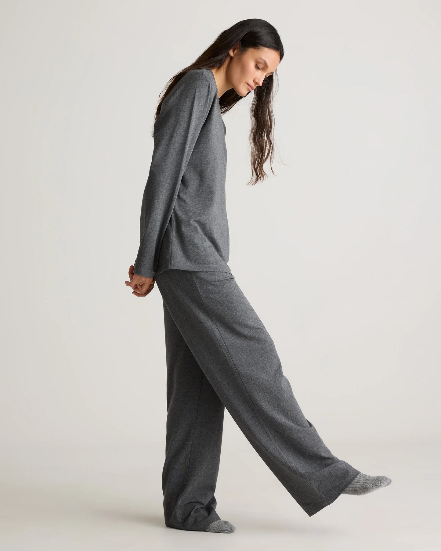 Dream Lounge Oversized Long Sleeve Pajama Set - XS / Light Heather Grey