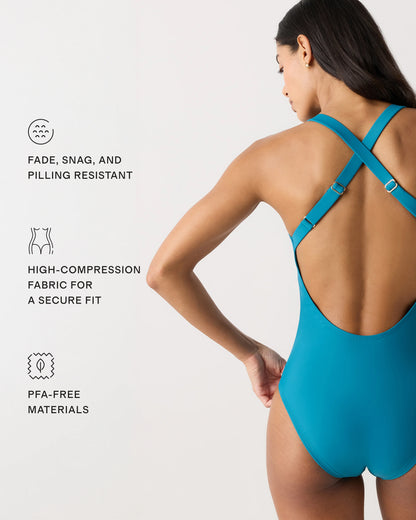 Italian Cross-Back One-Piece Swimsuit - XS / Black
