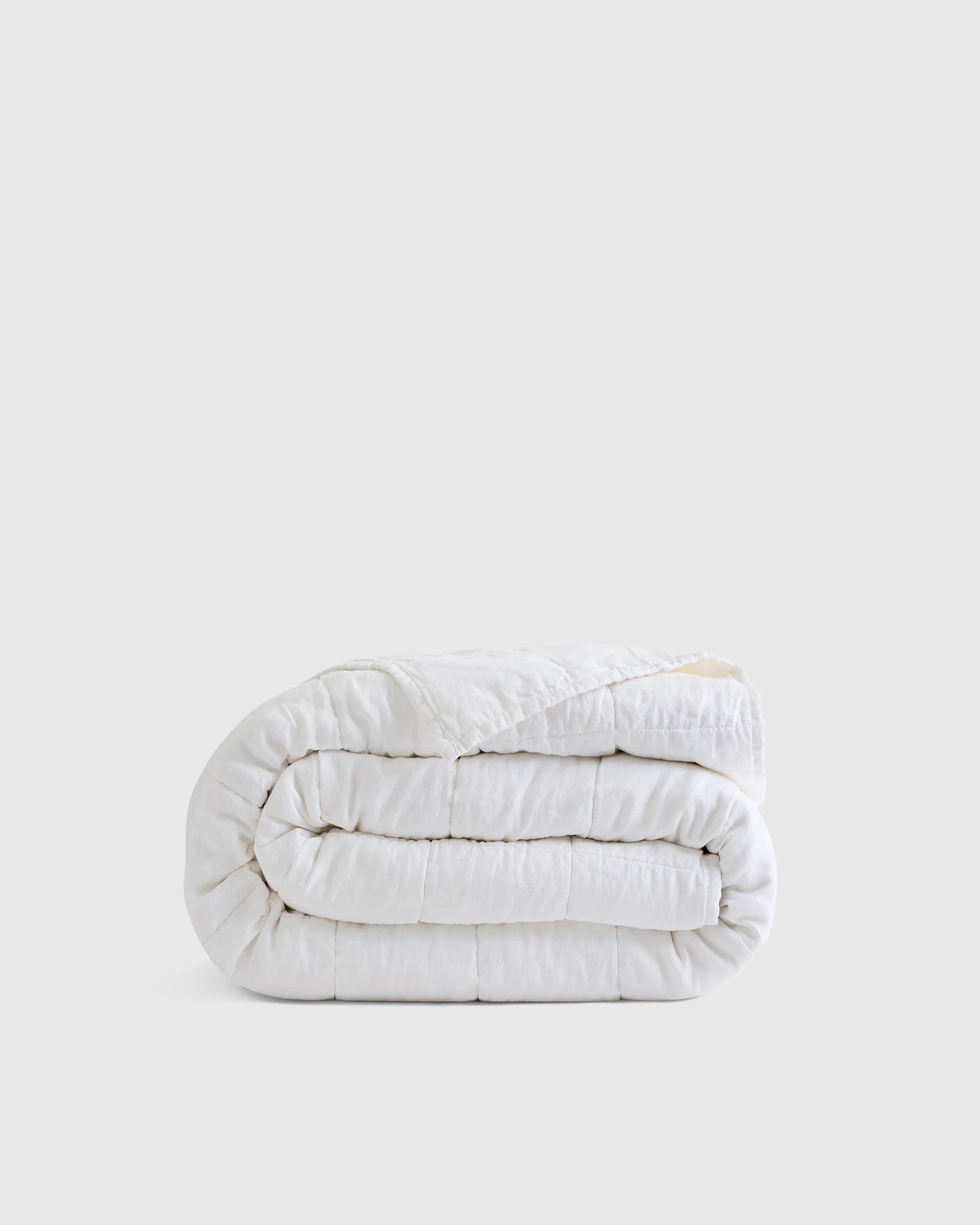 Lightweight European Linen Box Quilt - Twin / White