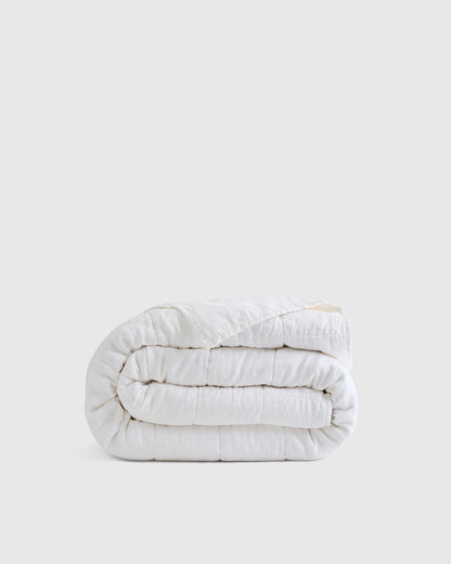 Lightweight European Linen Box Quilt - Twin / White
