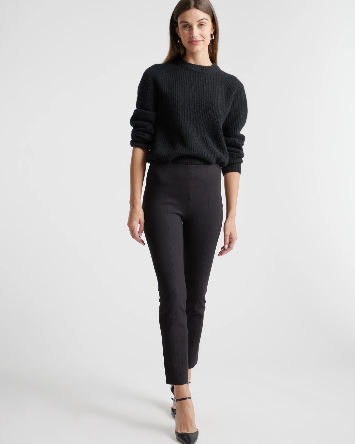 Ultra-Stretch Ponte Pintuck Ankle Pants - XS / Ecru