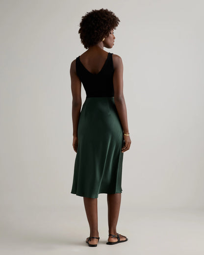 100% Washable Silk Skirt - XS / Champagne