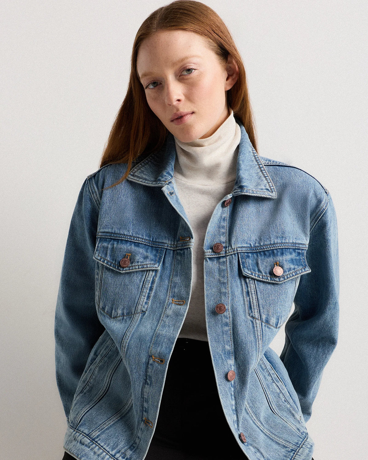 100% Organic Cotton Oversized Denim Jacket - XS / Washed Black